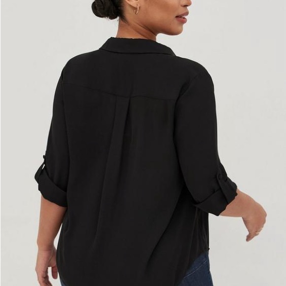 Torrid Women's Harper Georgette Pullover 3/4 Sleeve Blouse Black Plus Size 2 - Picture 2 of 9